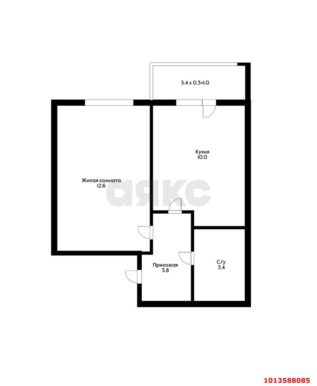 Фото №2: 1-комнатная квартира 29 м² - Новая Адыгея, жилой комплекс Дарград, ул. Тургеневское шоссе, 33/3к20