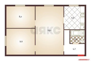 Фото №2: 3-комнатная квартира 50 м² - Краснодар, мкр. Центральный, ул. имени Пушкина, 9