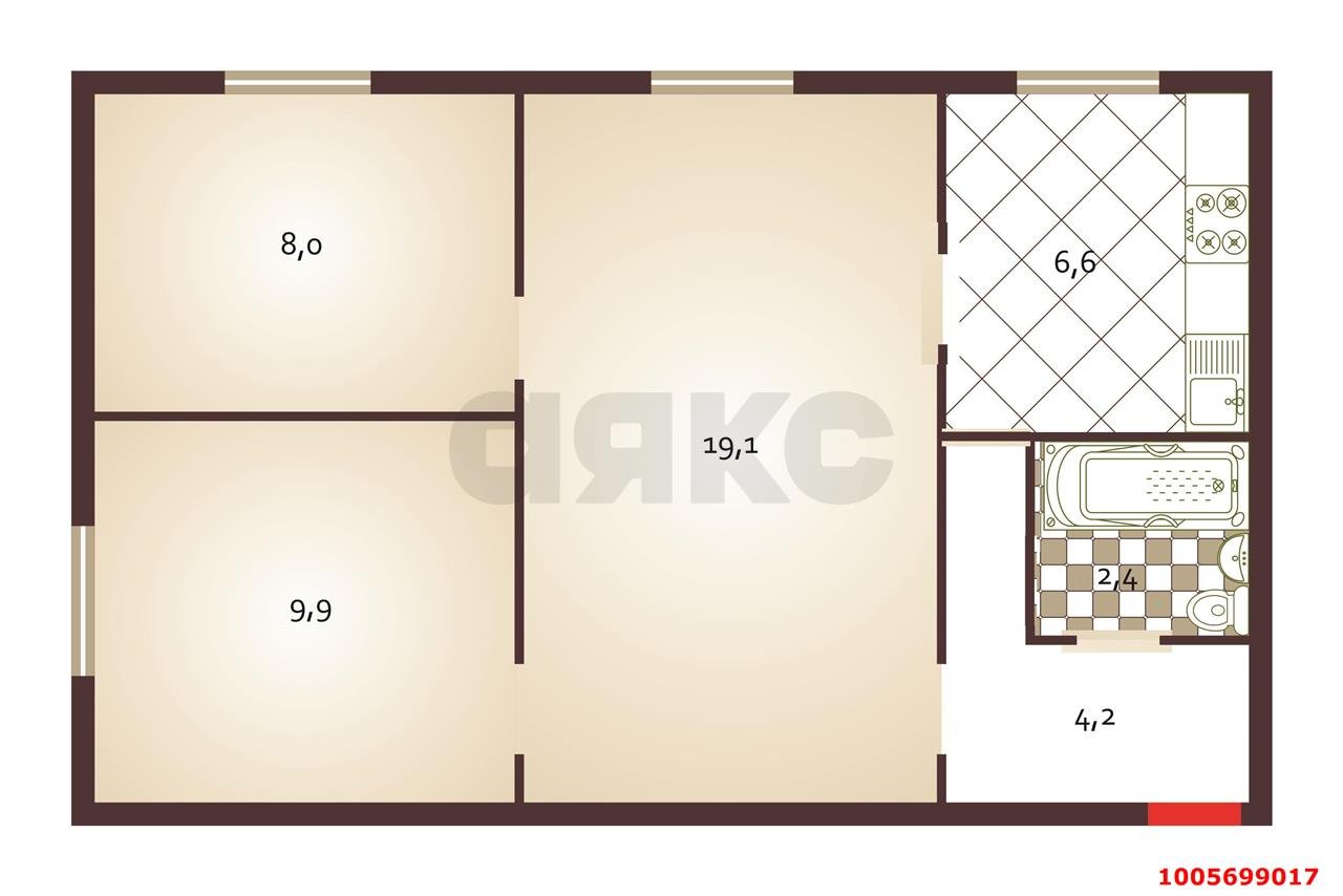 Фото №2: 3-комнатная квартира 50 м² - Краснодар, Центральный, ул. имени Пушкина, 9