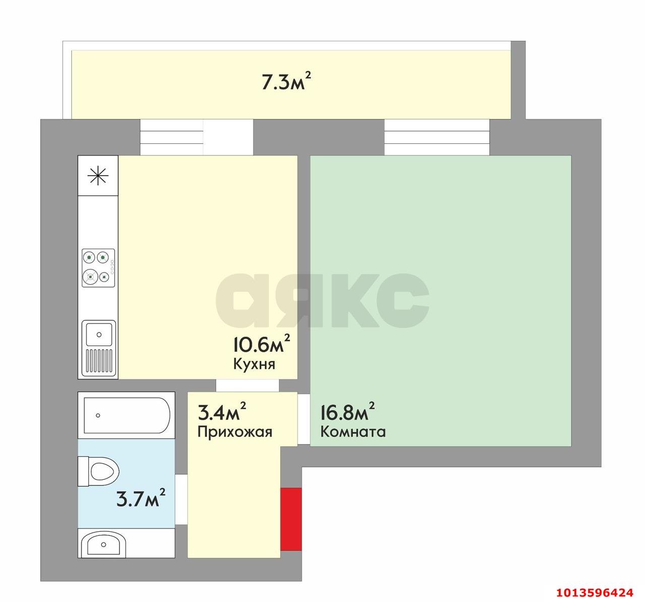 Фото №11: 1-комнатная квартира 42 м² - Краснодар, жилой комплекс Красивый, пер. Топольковый, 13