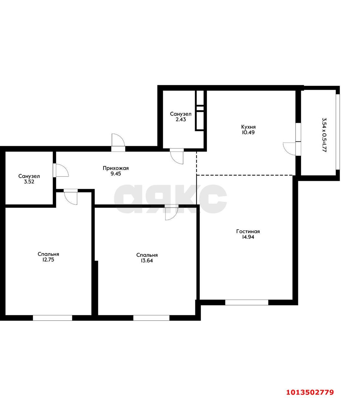 Фото №15: 3-комнатная квартира 72 м² - Краснодар, жилой комплекс Облака, ул. имени Генерала Корнилова, 9к3