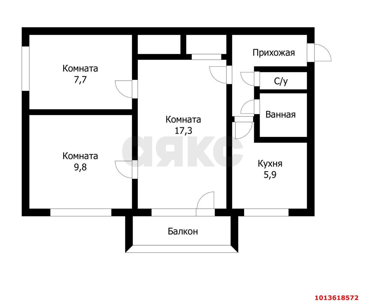 Фото №6: 3-комнатная квартира 50 м² - Краснодар, Черёмушки, ул. Селезнёва, 88