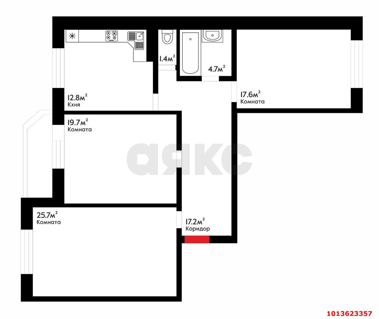 Фото №5: 3-комнатная квартира 99 м² - Краснодар, жилой комплекс Димитрова, ул. Димитрова, 3/1