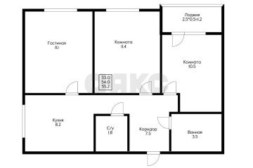 Фото №3: 3-комнатная квартира 60 м² - Краснодар, мкр. жилой комплекс Дыхание, ул. Лётчика Позднякова, 2к21