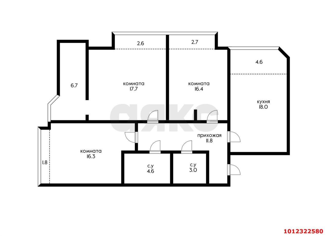 Фото №4: 3-комнатная квартира 106 м² - Краснодар, Фестивальный, ул. Эльбрусская