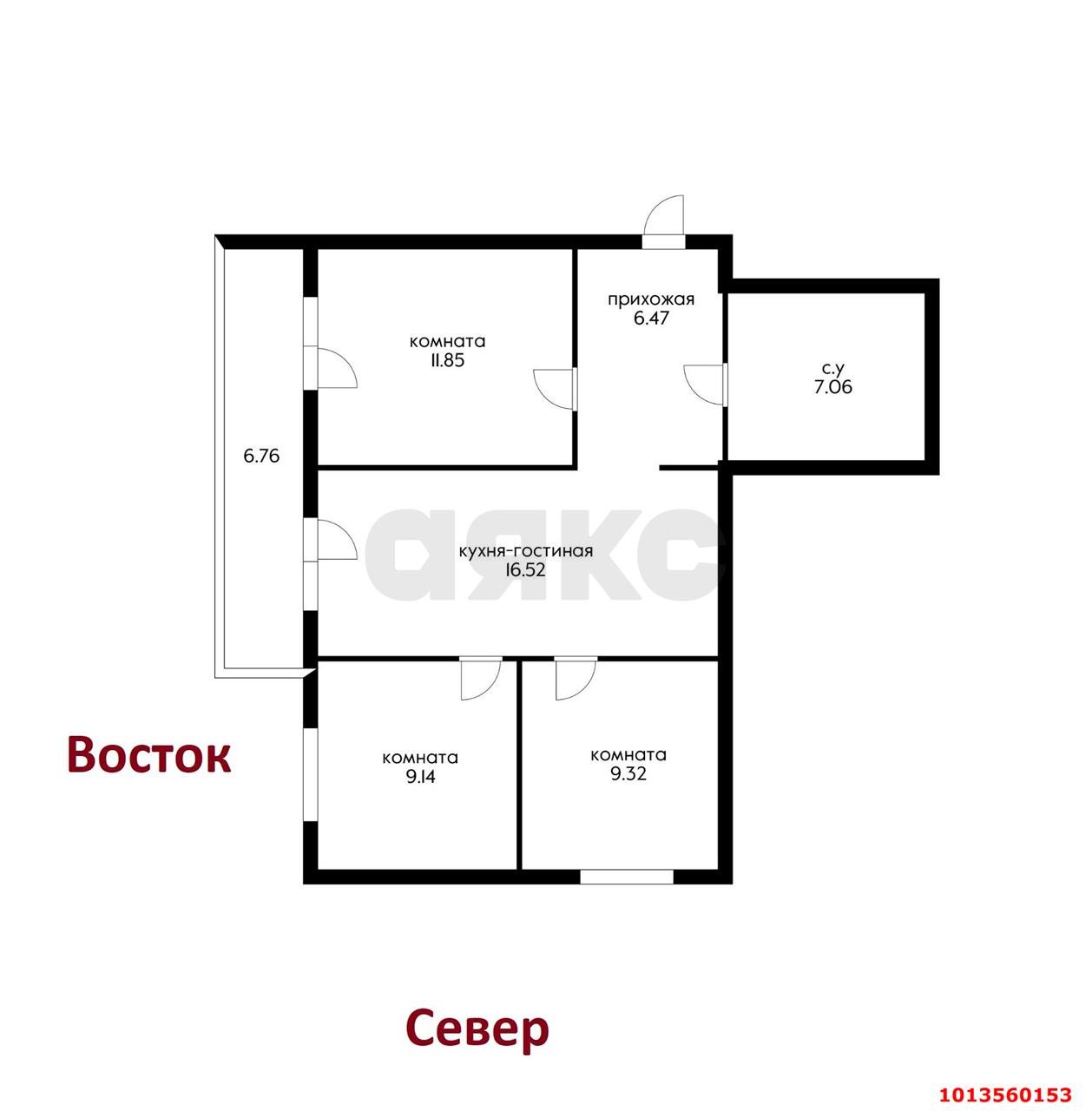 Фото №4: 3-комнатная квартира 69 м² - Новая Адыгея, жилой комплекс Виноград 2, ул. Бжегокайская, 25/1к1