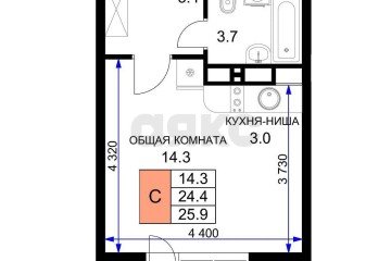 Фото №3: Студия 24 м² - Краснодар, мкр. 2-я Площадка, ул. Ветеранов, 4А