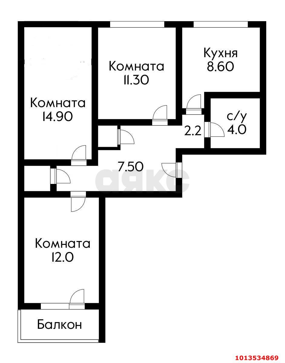 Фото №11: 3-комнатная квартира 62 м² - Краснодар, Фестивальный, ул. Атарбекова, 40