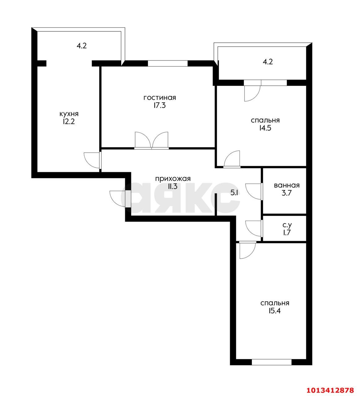 Фото №6: 3-комнатная квартира 81 м² - Краснодар, жилой комплекс Лиговский, ул. Героя Пешкова, 5