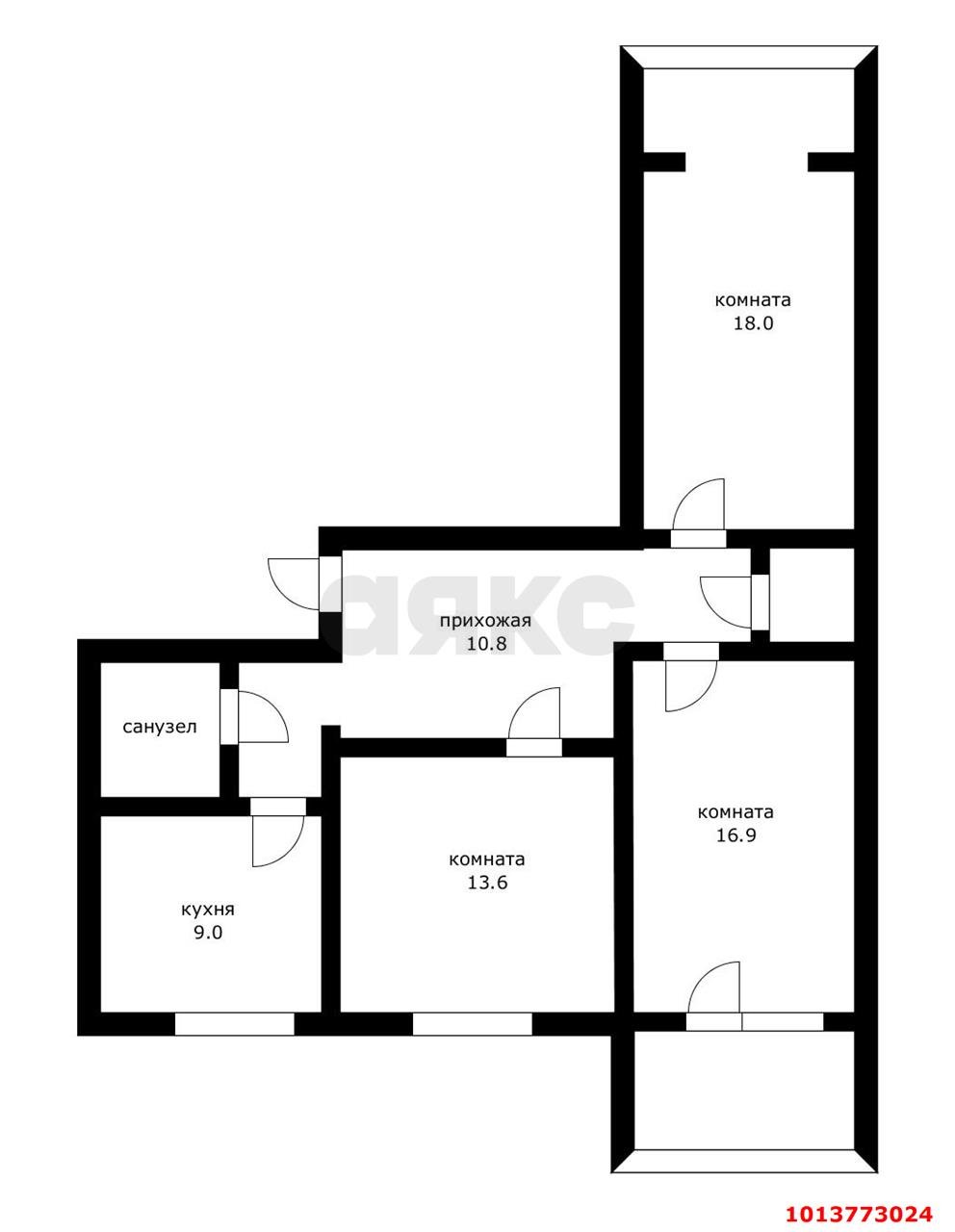 Фото №14: 3-комнатная квартира 71&nbsp;м², 12/12&nbsp;эт. - Краснодар, Западный внутригородской округ, мкр. Юбилейный, пр-кт Чекистов, 8
