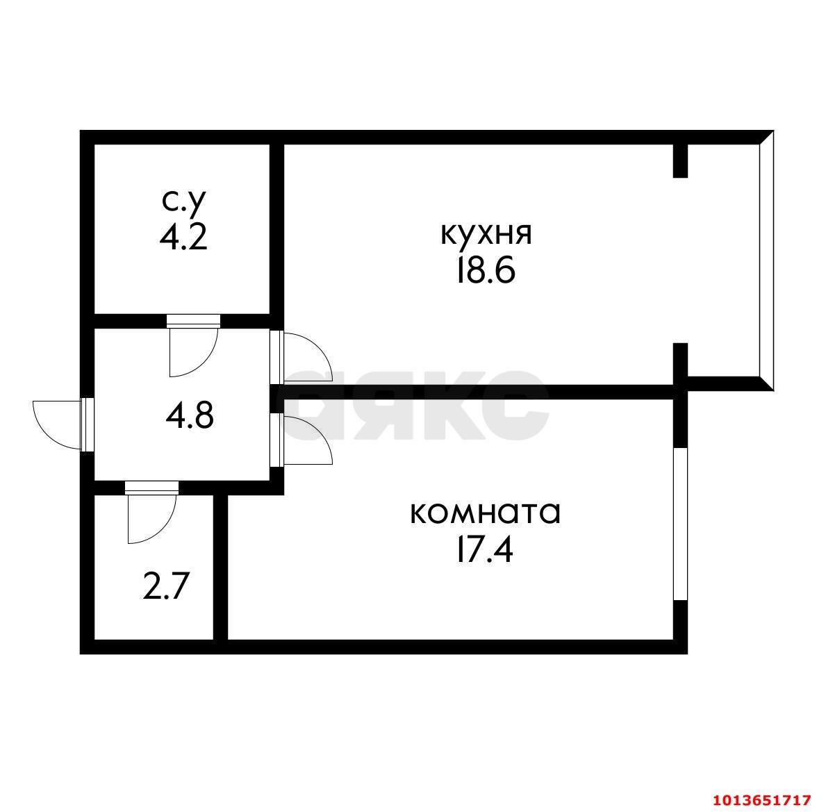 Фото №17: 1-комнатная квартира 45 м² - Краснодар, Черёмушки, ул. Айвазовского, 116к2