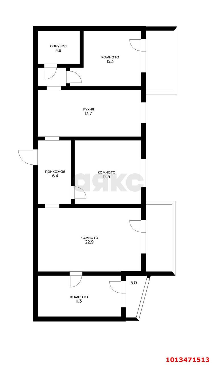 Фото №10: 3-комнатная квартира 91 м² - Краснодар, Черёмушки, ул. Селезнёва, 206