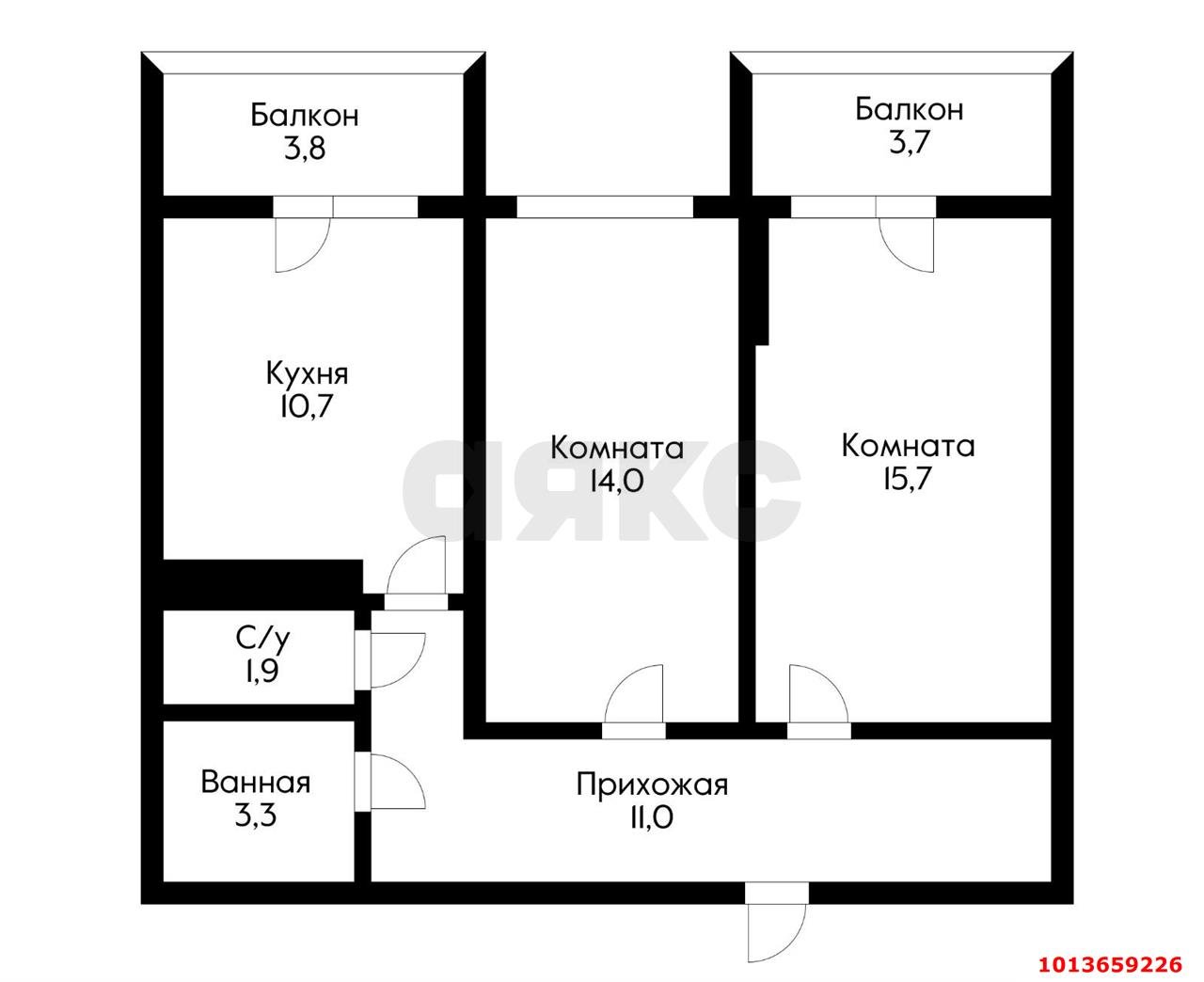 Фото №14: 2-комнатная квартира 56 м² - Краснодар, жилой комплекс Абрикосово, ул. имени Героя Георгия Бочарникова, 4