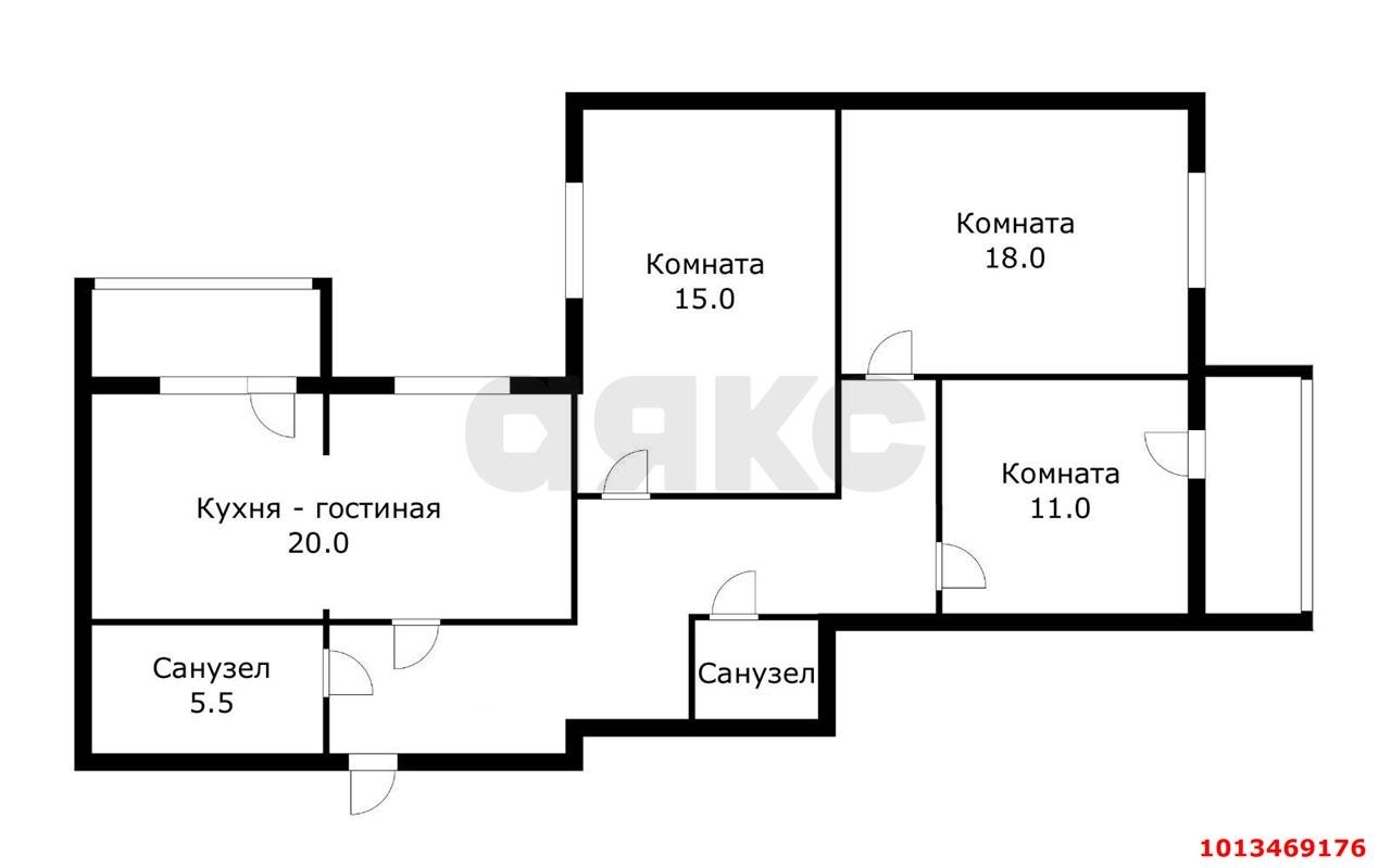 Фото №2: 3-комнатная квартира 90 м² - Краснодар, Славянский, ул. Красных Партизан, 79