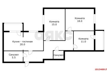 Фото №2: 3-комнатная квартира 90 м² - Краснодар, мкр. Славянский, ул. Красных Партизан, 79