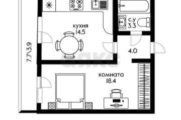 Фото №2: 1-комнатная квартира 39 м² - Краснодар, мкр. жилой комплекс Радуга, ул. Евгении Жигуленко, 7к2