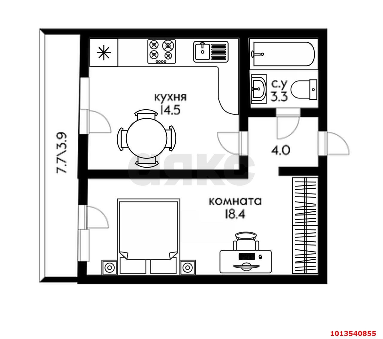 Фото №2: 1-комнатная квартира 39 м² - Краснодар, жилой комплекс Радуга, ул. Евгении Жигуленко, 7к2