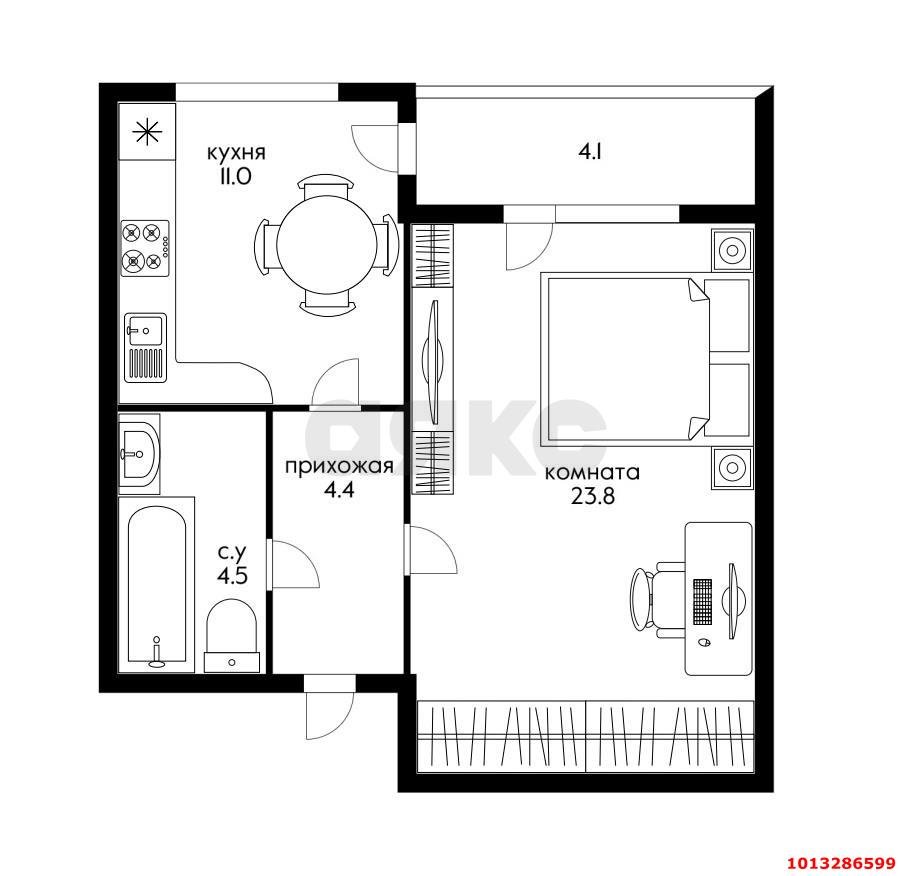 Фото №8: 1-комнатная квартира 56 м² - Тлюстенхабль, ул. Заречная