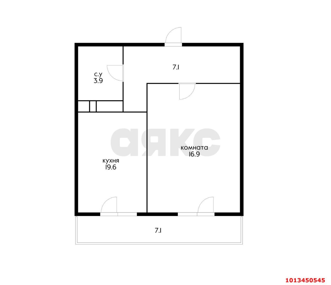 Фото №8: 1-комнатная квартира 45 м² - Краснодар, Участок №24, ул. Бородинская, 150Бк2