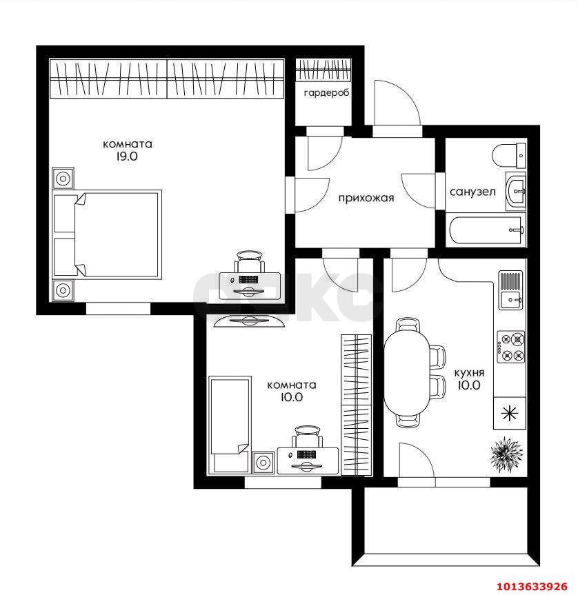 Фото №9: 2-комнатная квартира 50 м² - Краснодар, жилой комплекс Зелёная Долина, ул. Шевцова, 1к1