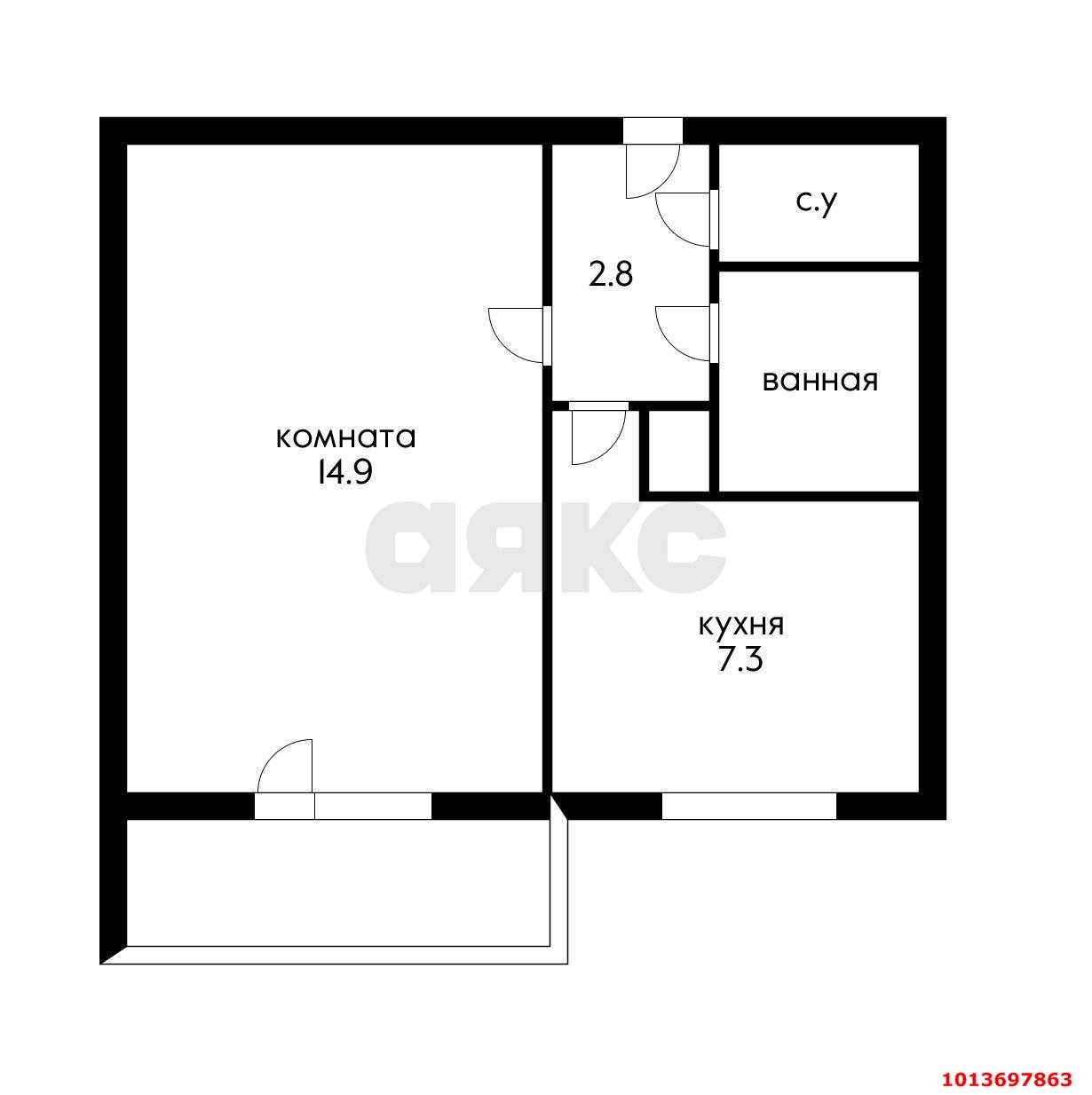 Фото №15: 1-комнатная квартира 29 м² - Краснодар, Фестивальный, 