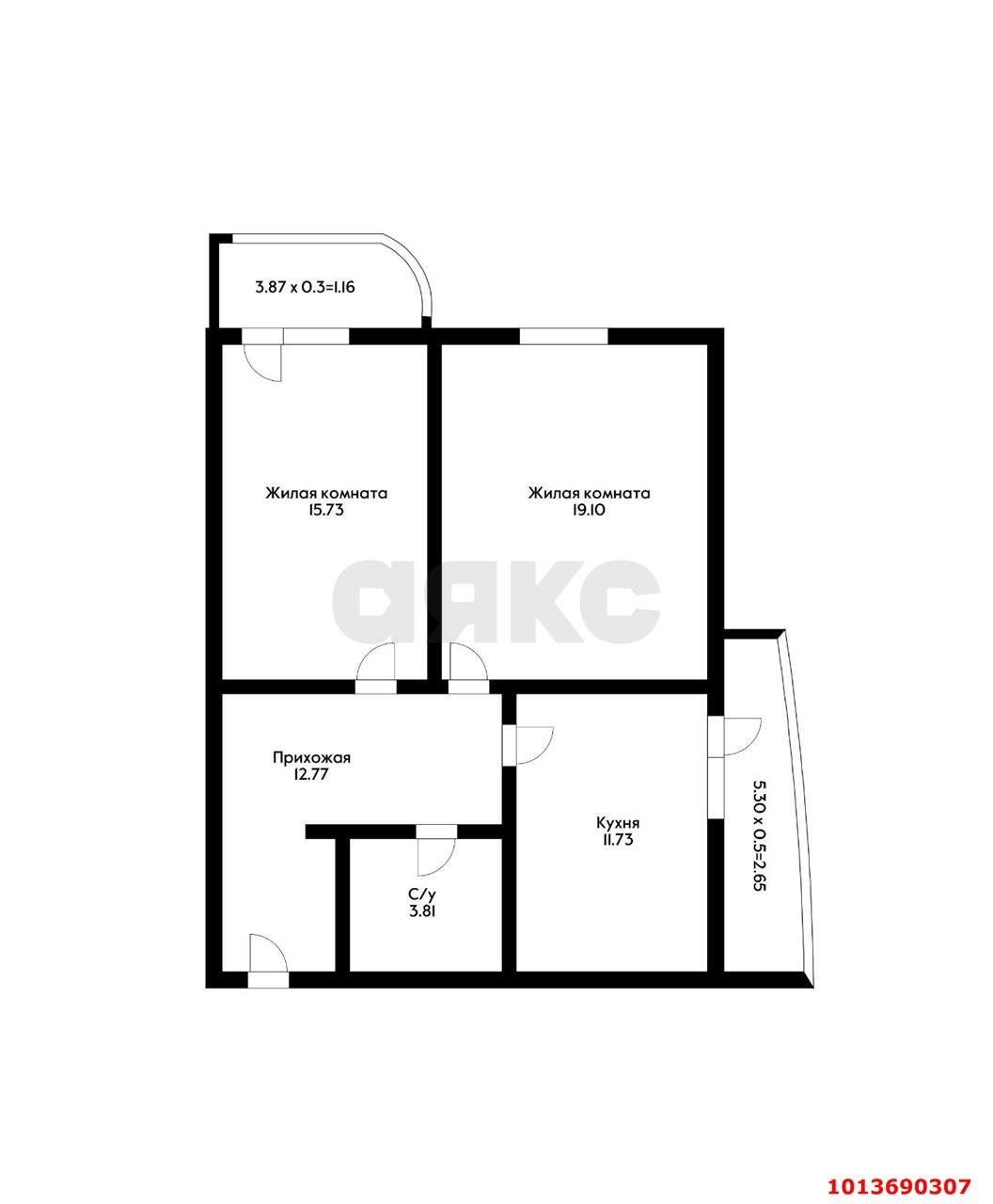 Фото №13: 2-комнатная квартира 66 м² - Краснодар, жилой комплекс Цветы, ул. Круговая, 4Вк2