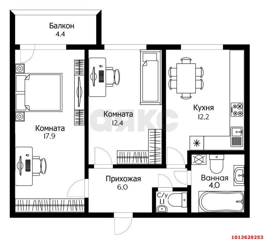 Фото №16: 2-комнатная квартира 56 м² - Краснодар, Камвольно-суконный Комбинат, ул. Магистральная, 11