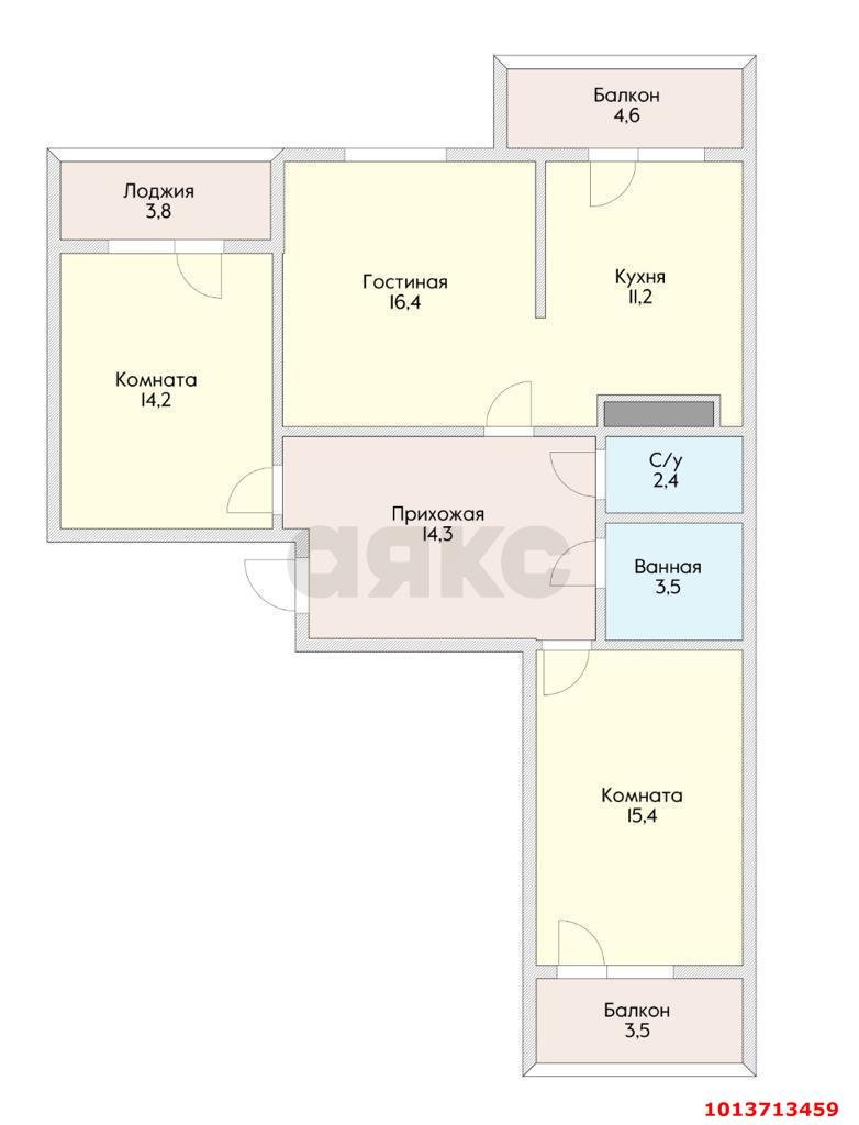 Фото №6: 3-комнатная квартира 88 м² - Краснодар, жилой комплекс Айвазовский, ул. Старокубанская, 123А