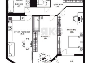 Фото №1: 2-комнатная квартира 69 м² - Краснодар, мкр. Школьный, ул. 9 Мая, 48/1к1