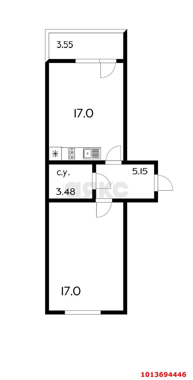 Фото №4: 1-комнатная квартира 47 м² - Краснодар, жилой комплекс Квартал № 6, ул. имени Героя Советского Союза Николая Воробьёва, 17