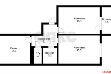 Фото №3: 2-комнатная квартира 55 м² - Краснодар, мкр. жилой комплекс Сограт, ул. Красных Партизан, 4/15