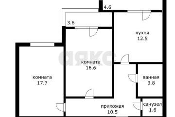 Фото №1: 2-комнатная квартира 62 м², 12/17 эт. - Краснодар, мкр. ЖК Дом у Озера, ул. Селезнёва, 104/1