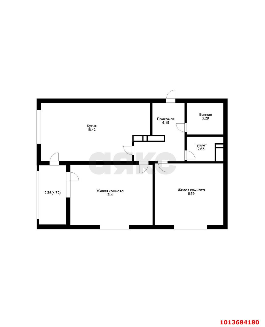 Фото №1: 2-комнатная квартира 56 м² - Краснодар, жилой комплекс Народные Кварталы, 