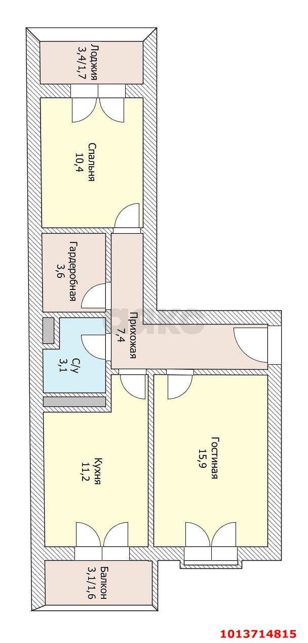 Фото №8: 2-комнатная квартира 58 м² - Краснодар, жилой комплекс Усадьба, ул. имени Валерия Вишневецкого, 11к2