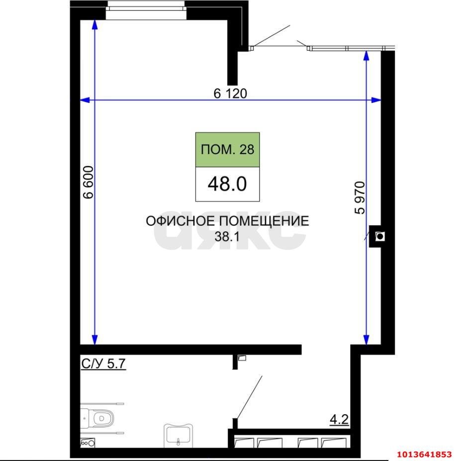 Фото №2: Торговое помещение 48 м² - Краснодар, жилой комплекс Дыхание, ул. Лётчика Позднякова, 2к23