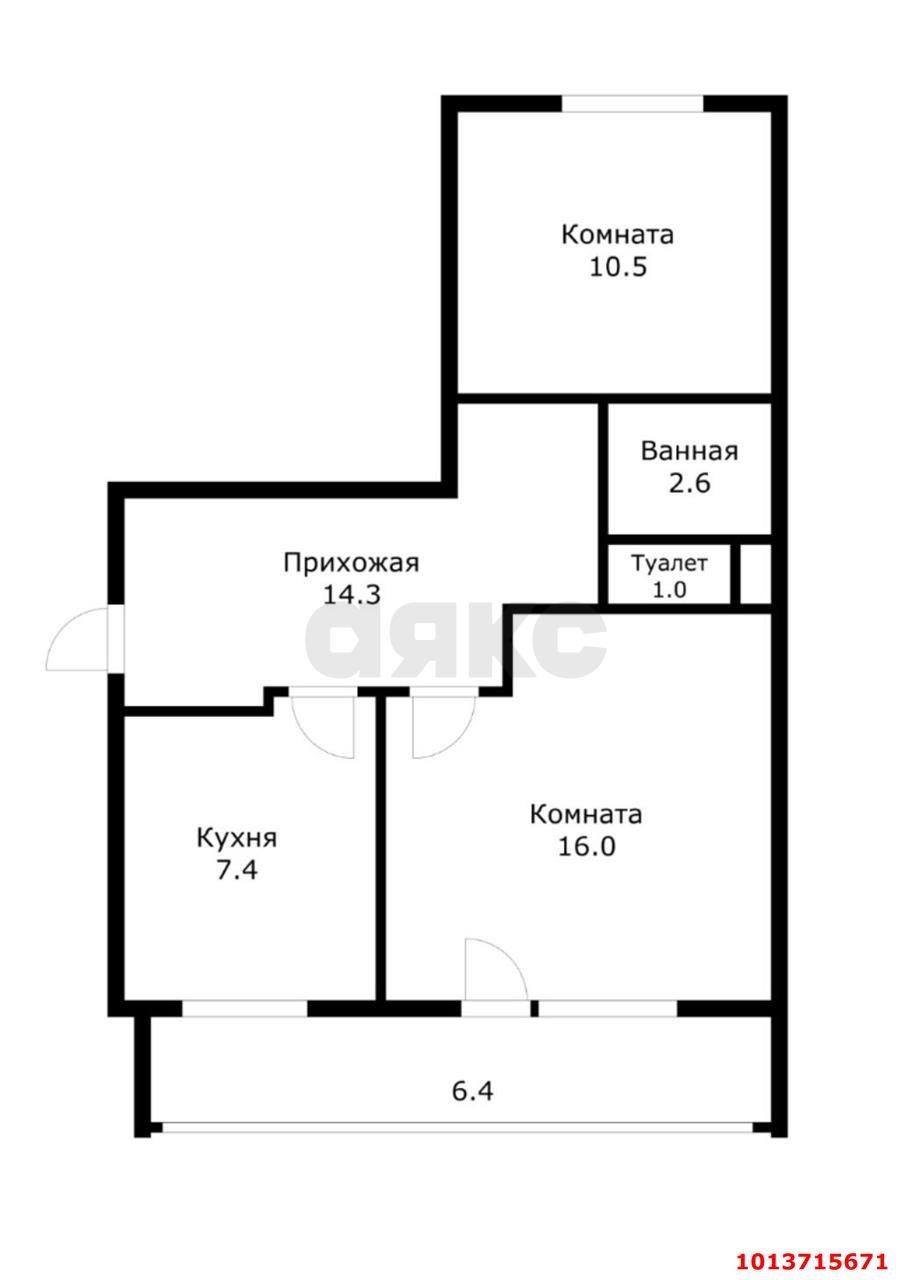 Фото №11: 2-комнатная квартира 58 м² - отделения № 2 СКЗНИИСиВ, Прикубанский внутригородской округ, ул. Ботаническая, 2