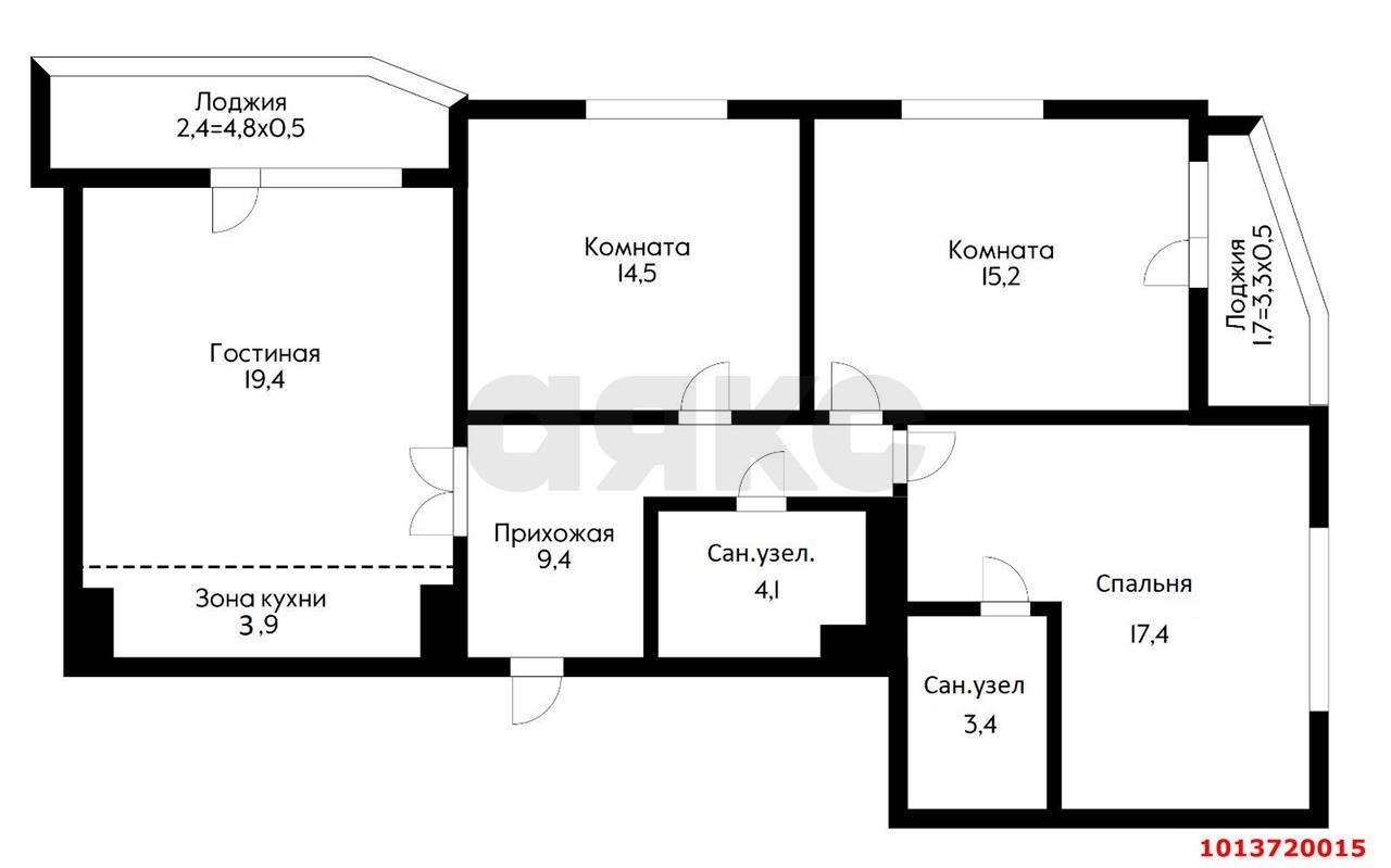 Фото №3: 3-комнатная квартира 91 м² - Краснодар, Калинино, ул. 2-я Российская, 162