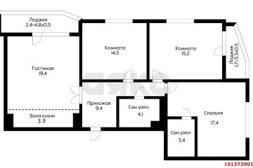 Фото №3: 3-комнатная квартира 91 м² - Краснодар, п. Калинино, ул. 2-я Российская, 162