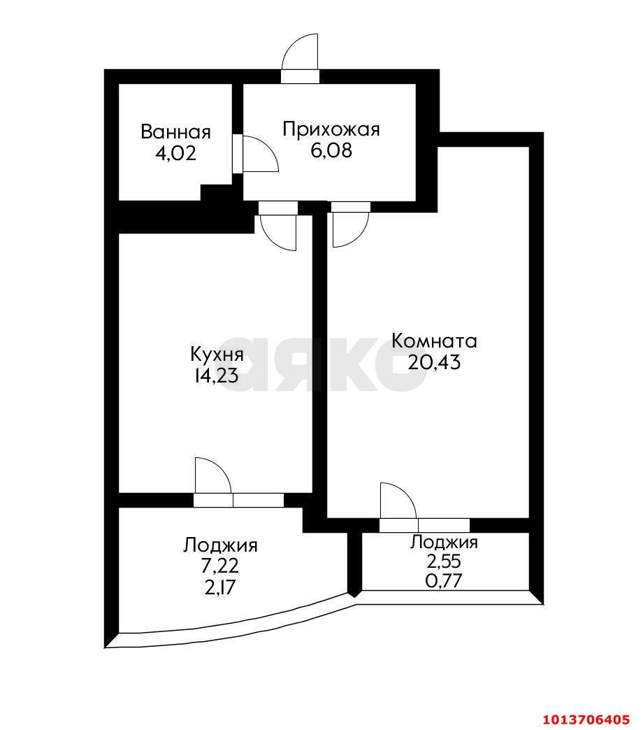 Фото №6: 1-комнатная квартира 45 м² - Краснодар, Юбилейный, ул. 70-летия Октября, 1/2