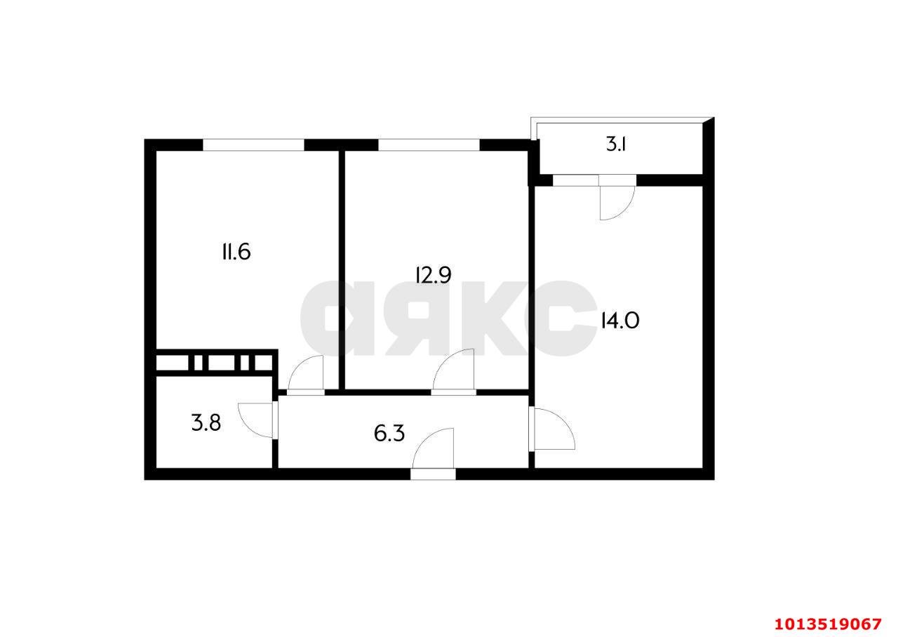 Фото №3: 2-комнатная квартира 50 м² - Краснодар, жилой комплекс Смородина, ул. имени Владимира Жириновского, 1