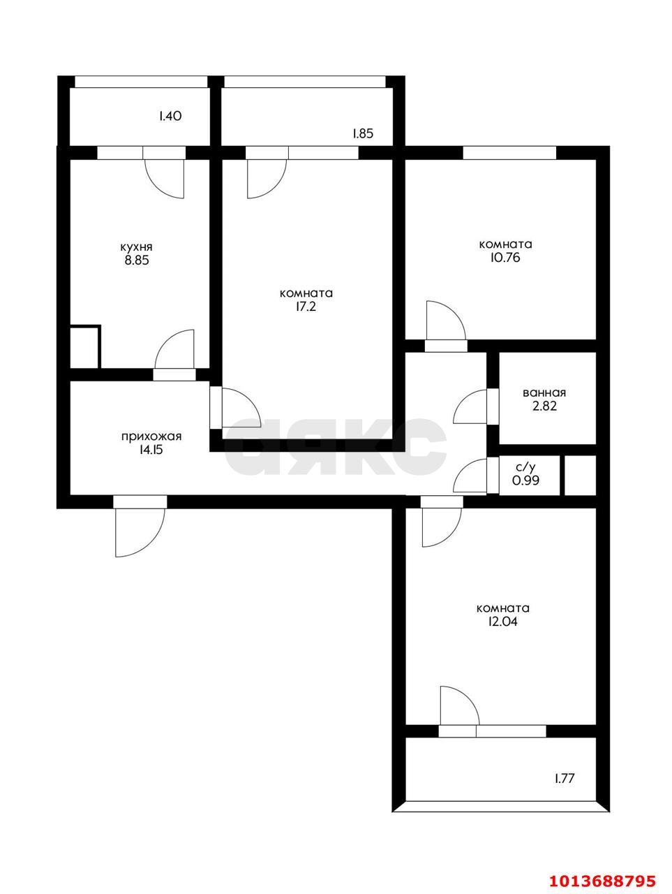 Фото №14: 3-комнатная квартира 82 м² - Краснодар, имени Маршала Жукова, ул. имени Дзержинского, 223