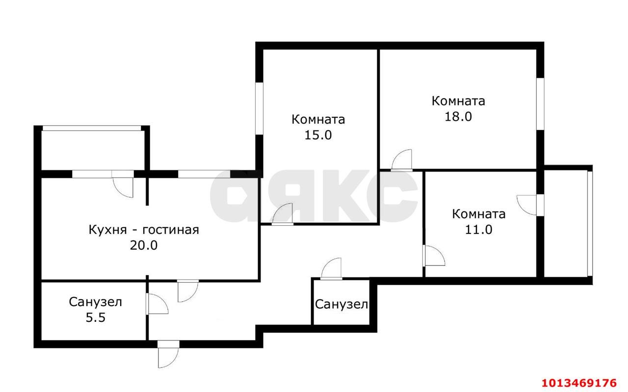 Фото №2: 3-комнатная квартира 90&nbsp;м², 3/10&nbsp;эт. - Краснодар, Прикубанский внутригородской округ, мкр. Славянский, ул. Красных Партизан, 81