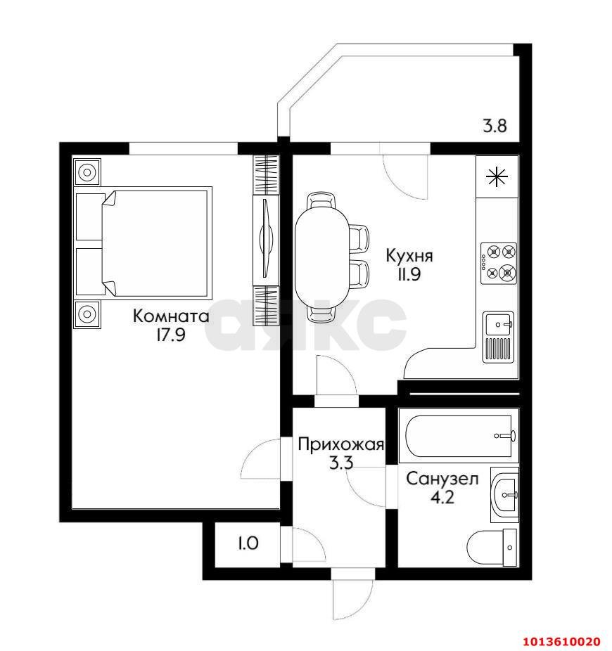 Фото №9: 1-комнатная квартира 41 м² - Краснодар, Панорама, ул. Восточно-Кругликовская, 28/2