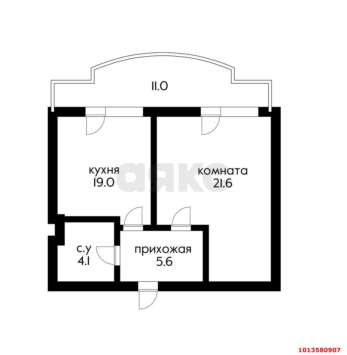 Фото №14: 1-комнатная квартира 56 м² - Краснодар, Западный внутригородской округ, ул. Фёдора Лузана, 4