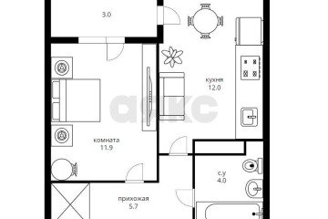 Фото №2: 1-комнатная квартира 35 м² - Краснодар, мкр. жилой комплекс Самолёт-2, ул. Западный Обход, 57