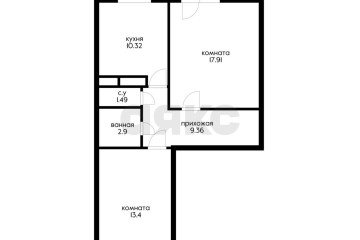 Фото №1: 2-комнатная квартира 55 м² - Яблоновский, ул. Гагарина, 192к5