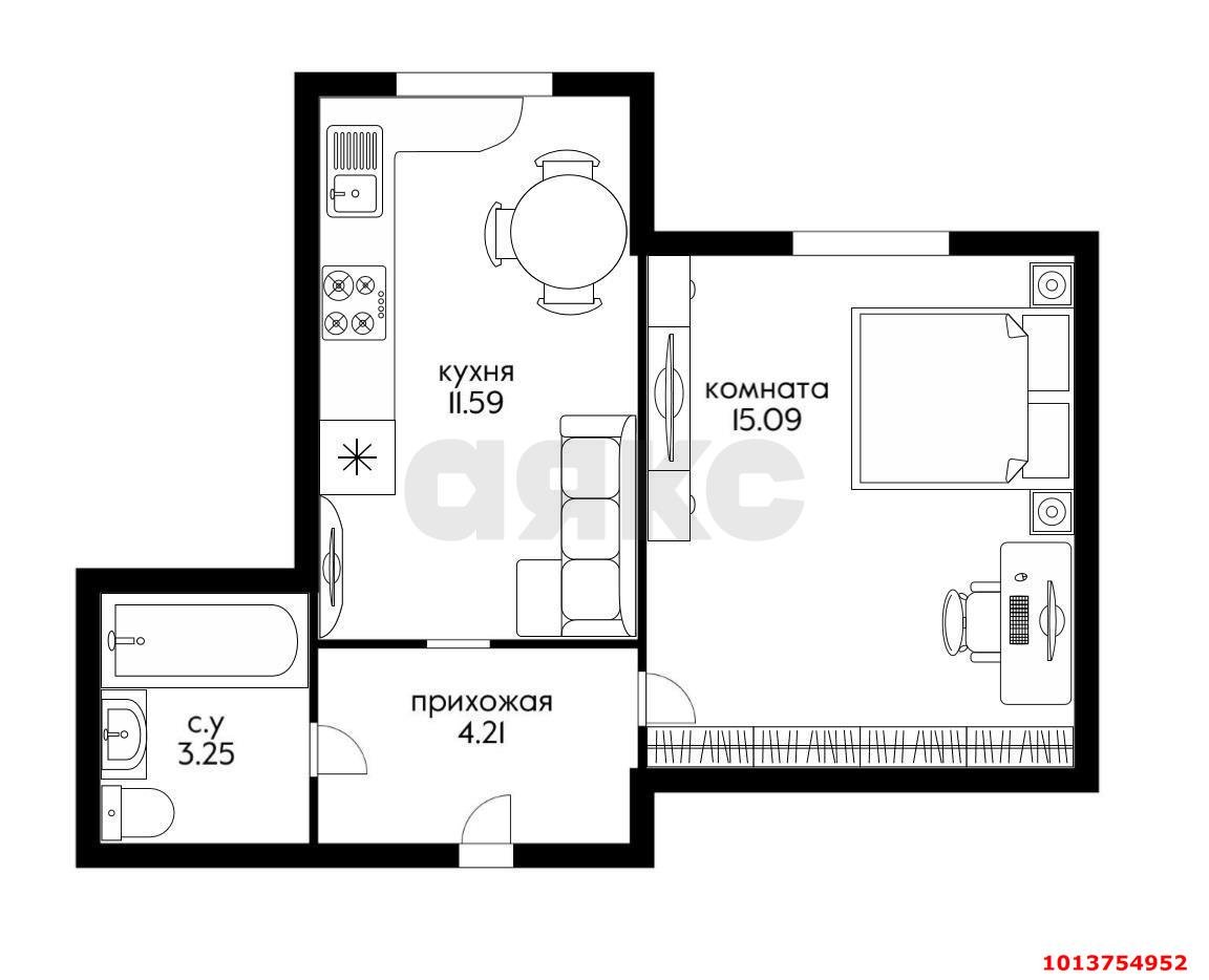 Фото №3: 1-комнатная квартира 34 м² - Краснодар, 9-й километр, ул. Ярославская, 113к1