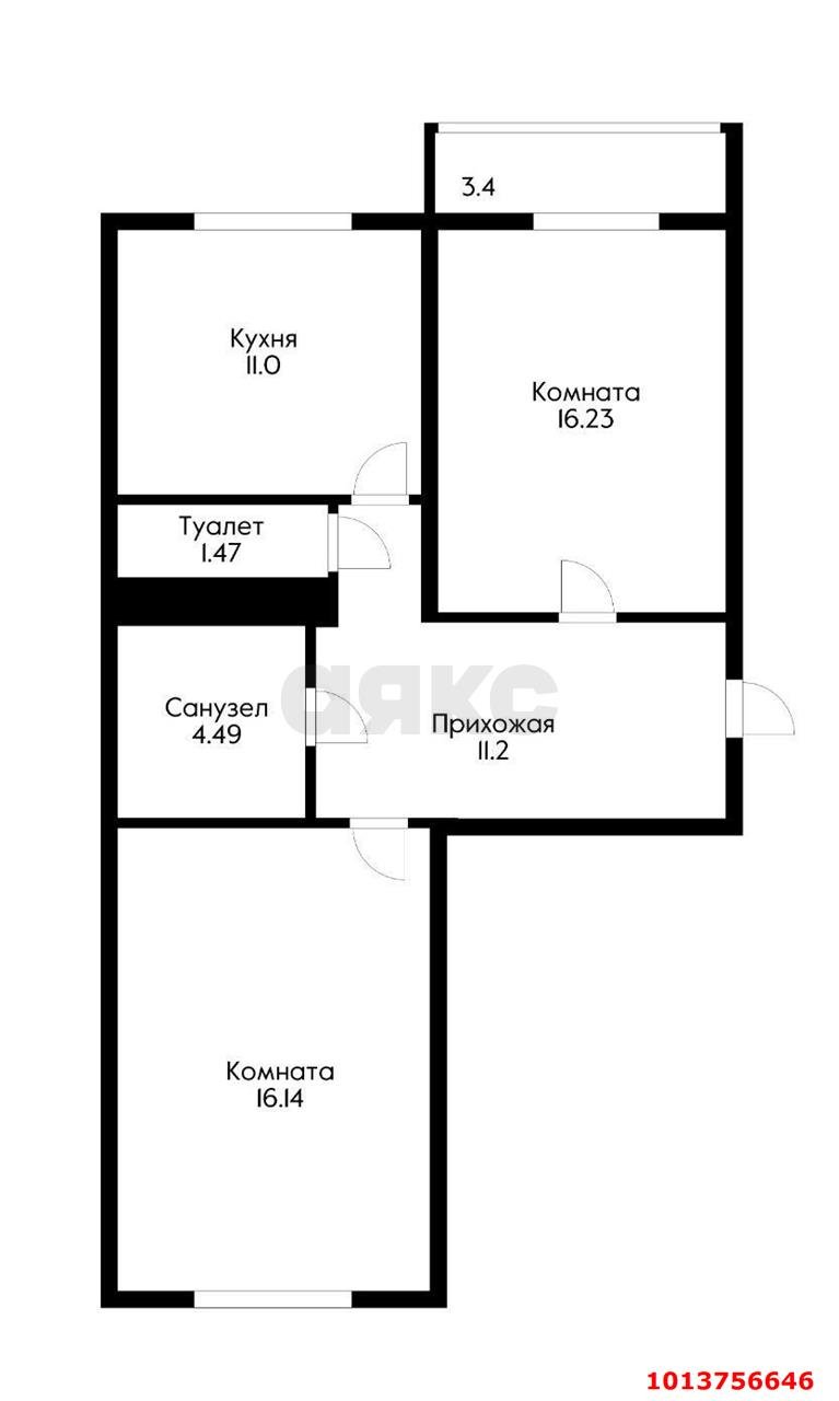 Фото №4: 2-комнатная квартира 66 м² - Краснодар, Завод Измерительных Приборов, ул. Карякина, 5к1