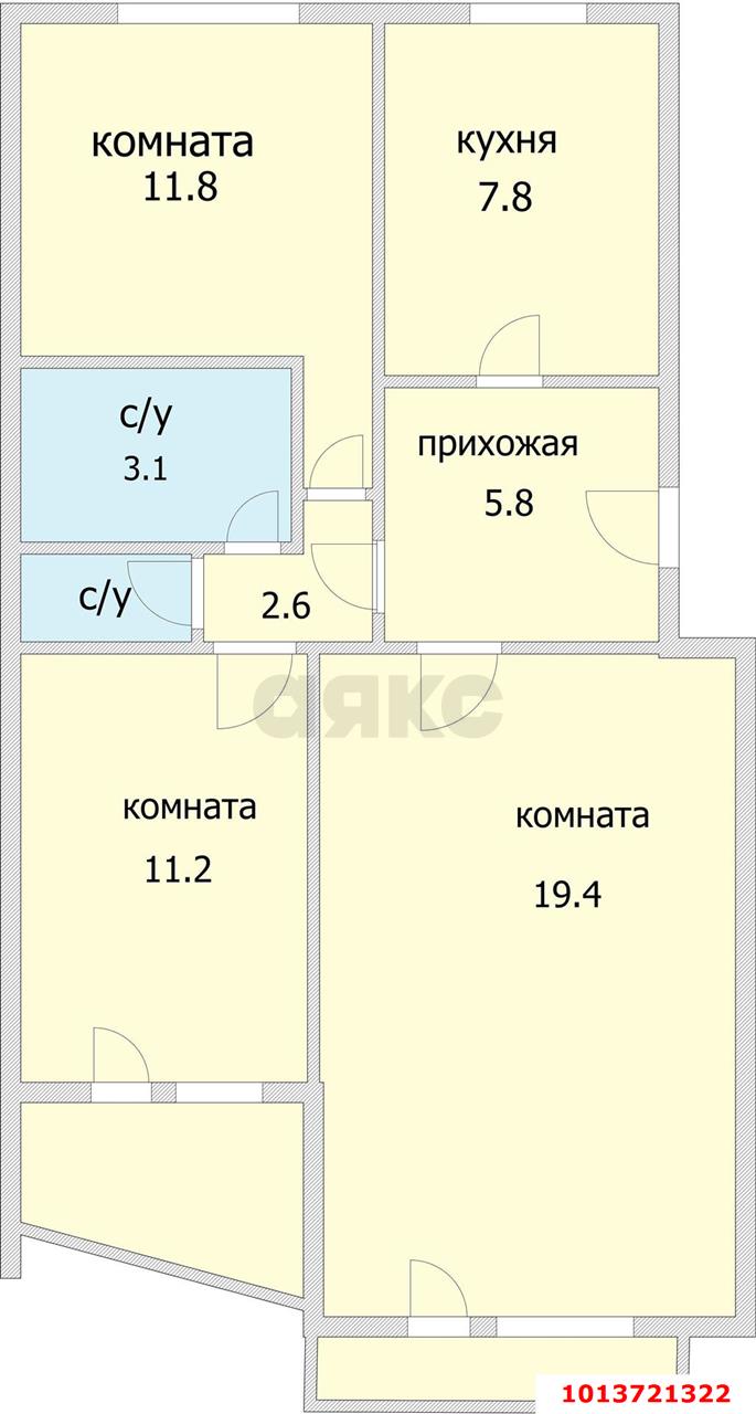 Фото №15: 3-комнатная квартира 68 м² - Краснодар, Краевая Клиническая Больница, ул. Черкасская, 43