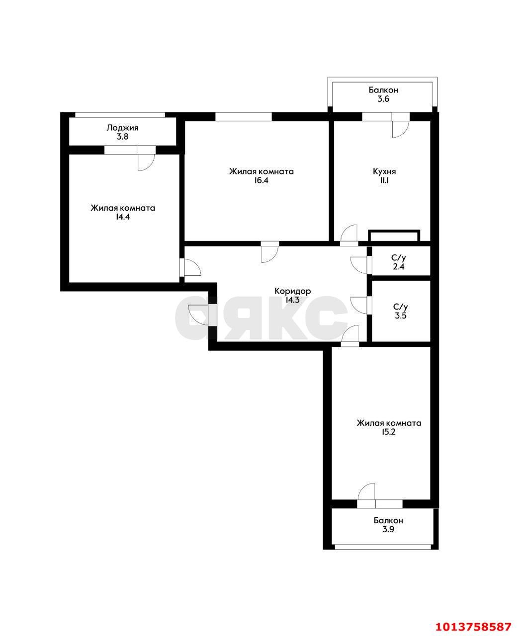 Фото №20: 3-комнатная квартира 84 м² - Краснодар, жилой комплекс Айвазовский, ул. Старокубанская, 123А